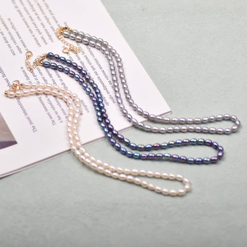 MultiColor Rice Freshwater Pearl Necklace - House Of Pearls